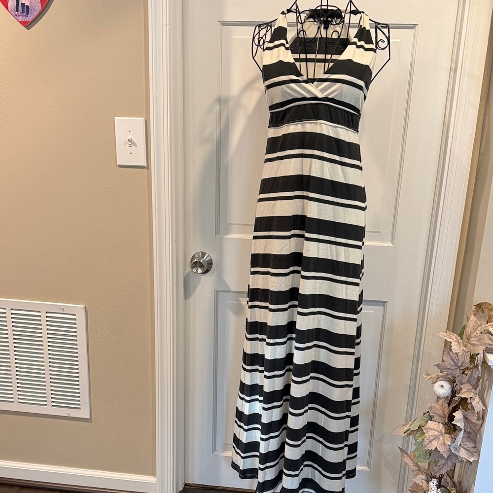 Striped Black and White Maxi Dress